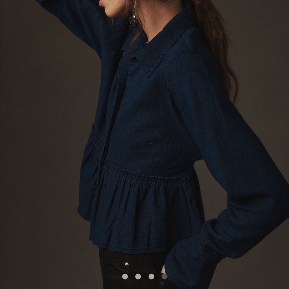 Pilcro Reworked Babydoll Blouse Chambray Jacket Lightweight Feminine - Picture 12 of 12